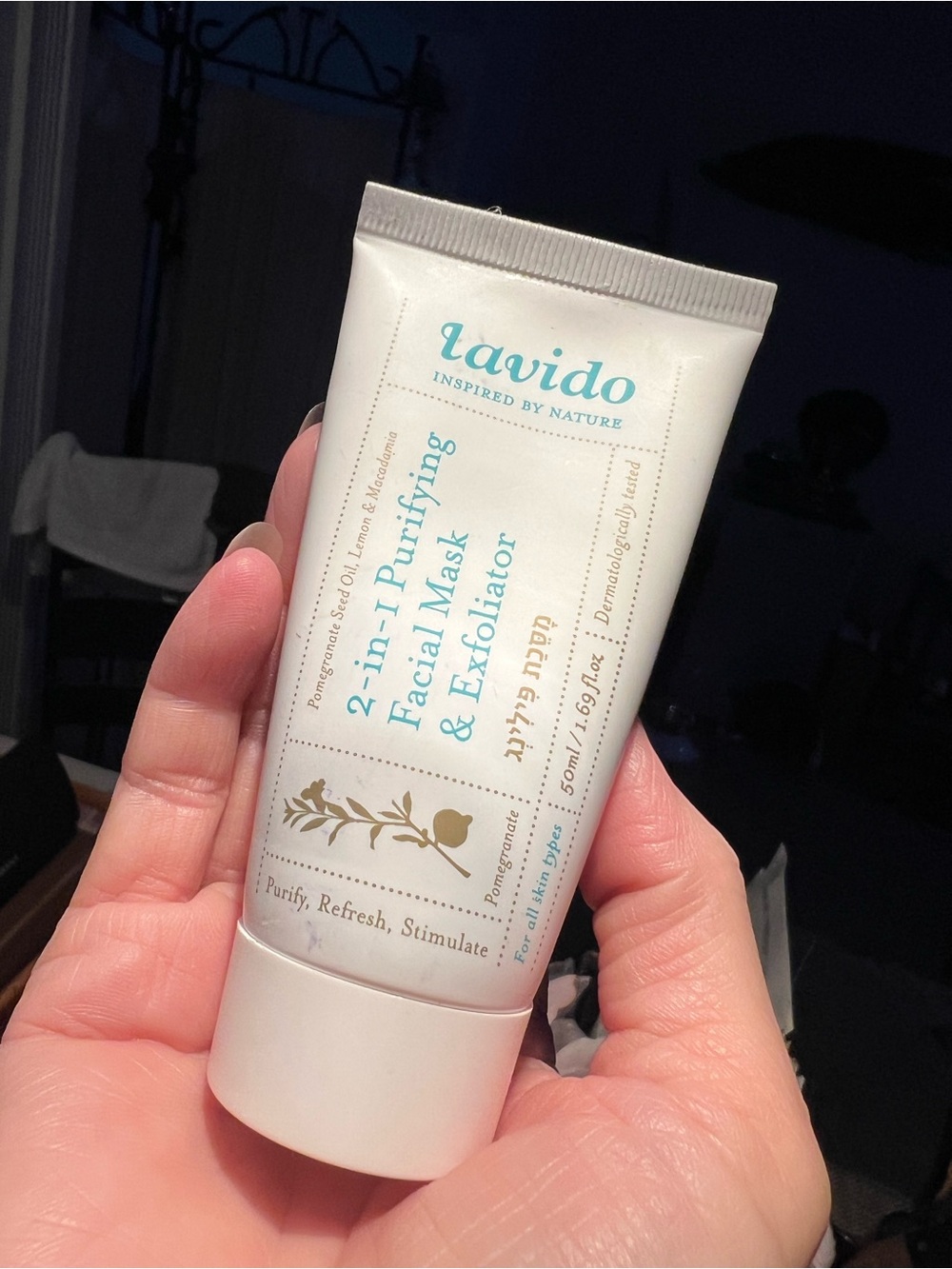 LAVIDO made in Israel Purifying Facial Mask & Exfoliator - 1.69 oz NEW